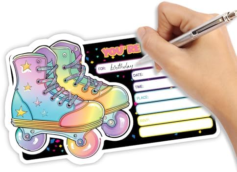 Roller Skating Party Invitation Cards Set of 30