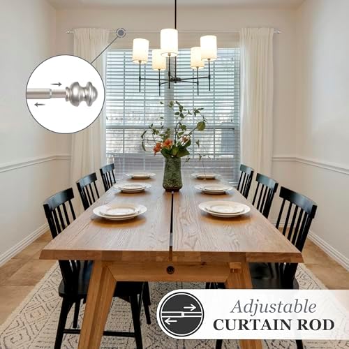 Kenney Kendall Standard Window Curtain Rod 28-48 Inch Brushed Nickel