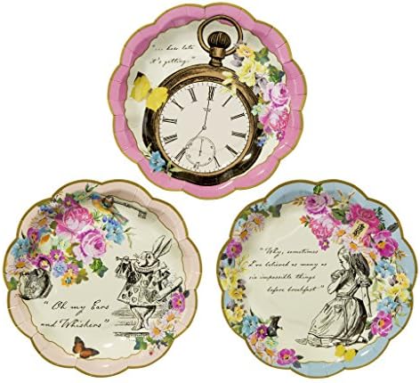 Talking Tables Pack of 24 Alice in Wonderland Themed Plates 7 Inch