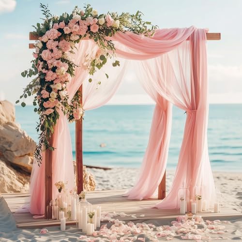RYB HOME Long Sheer Curtains Scarf for Wedding Canopy Bed Kids Room