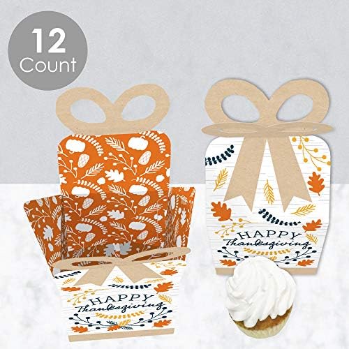 Big Dot of Happiness Happy Thanksgiving Bow Boxes Set of 12