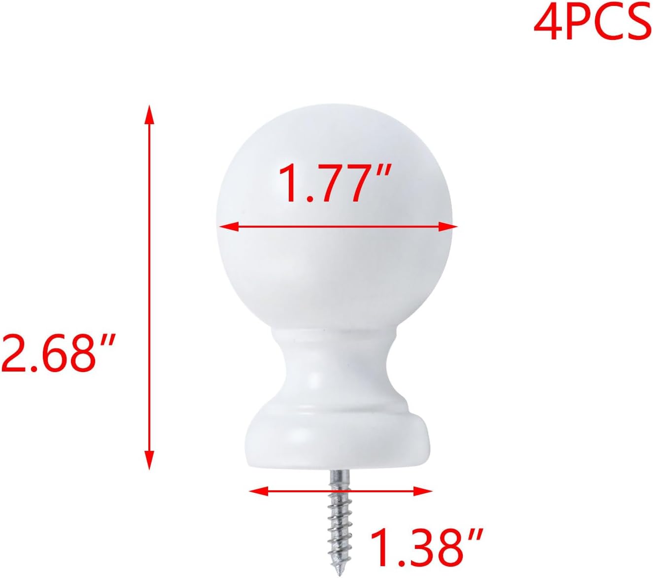 T Tulead White Wooden Curtain Rod Finials Pack of 4