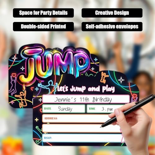 Lets Jump Birthday Invitations Set of 30 with Envelopes