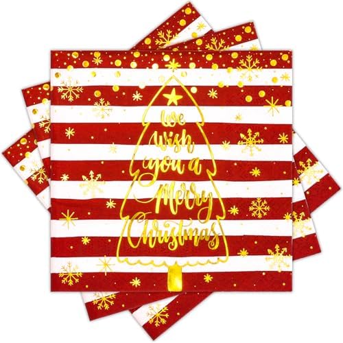 Golden Foil Christmas Tree 3-Ply Napkins - 50pcs Pack