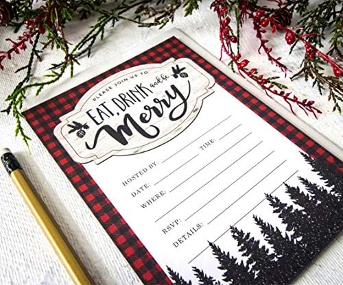 Palmer Street Press Christmas Party Invitations Eat Drink Be Merry Set of 12