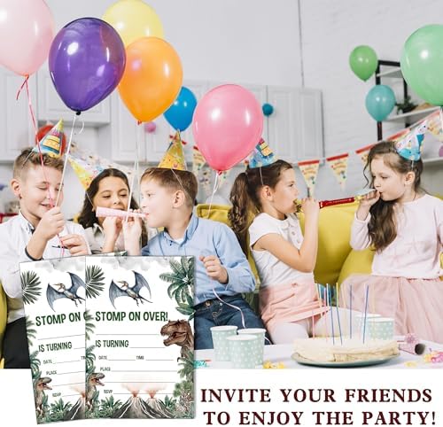 SIXEIGHT Dinosaur Birthday Invitations 20 Pack with Envelopes