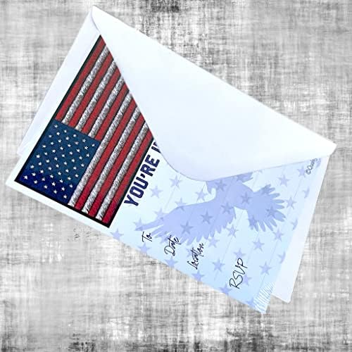 QualityVibe 25 American Flag Invitations With Envelopes
