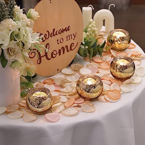 LETINE Gold Mercury Glass Votive Candle Holders Set of 36
