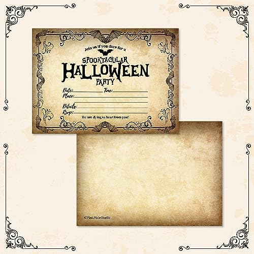 Pink Pixie Studio Halloween Party Invitations 25 Set 5x7 with White Envelopes