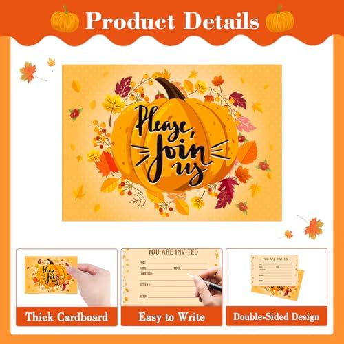 SICOHOME Thanksgiving Invitations Set 12pcs 5x7 with Envelopes