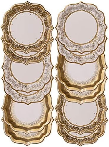 Pack of 12 - 8 Inch Gold Paper Plates for Parties