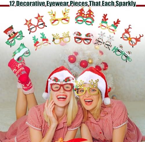 Toulite 48-Piece Santa Hat Glasses Costume Set