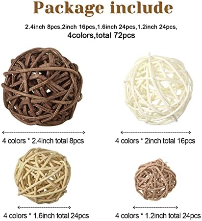 Patelai 72 Pcs Wicker Rattan Decorative Balls
