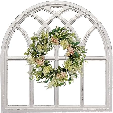 Sintosin 32 Inch White Arched Window Frame Wall Decor