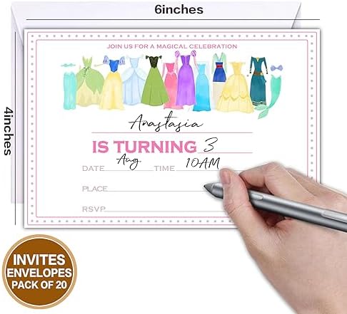 Moonle Birthday Party Invitations for Kids and Teens 20 Pack with Envelopes