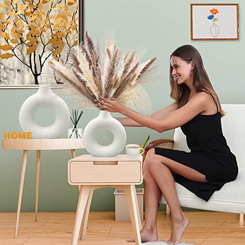 QLOFEI Ceramic Vases Set of 2 Modern Boho Style