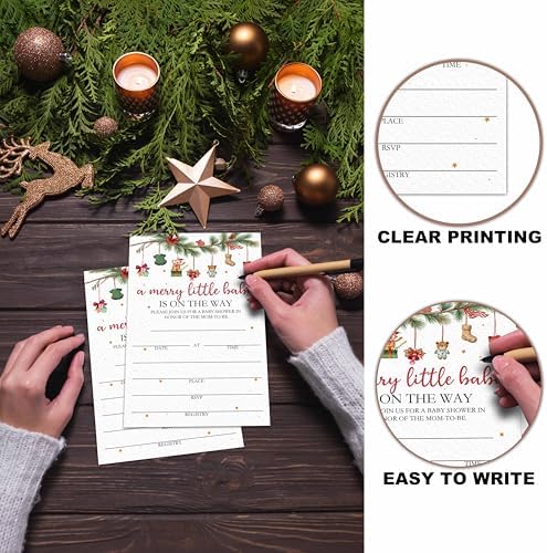 Winter Baby Shower Invitations for Boy Girl 25 with Envelopes