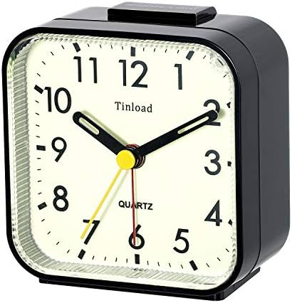 Glow in Dark Analog Alarm Clock with Silent Non-Ticking Design