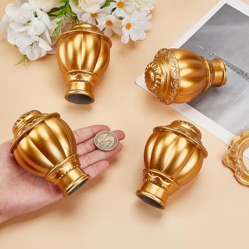 AHANDMAKER 4 Pcs Gold Plastic Curtain Rod Finials