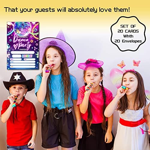 ZEDEV Dance Birthday Party Invitation Cards with Envelopes Set of 20