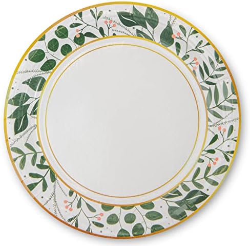 Royal Bluebonnet Greenery Paper Plates and Napkins - Set of 24