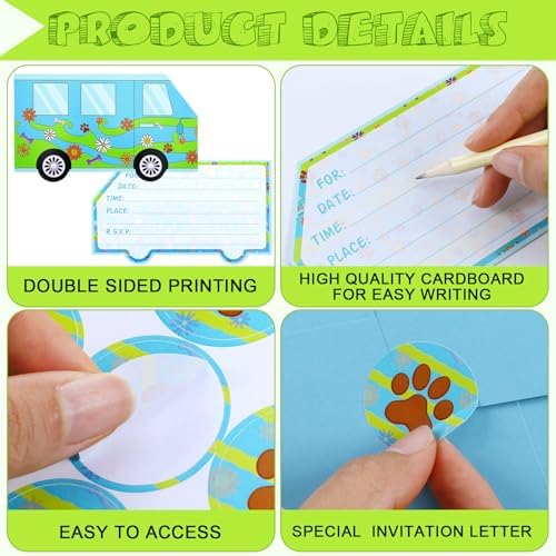 30 Piece Cartoon Dog Birthday Party Invitation Set