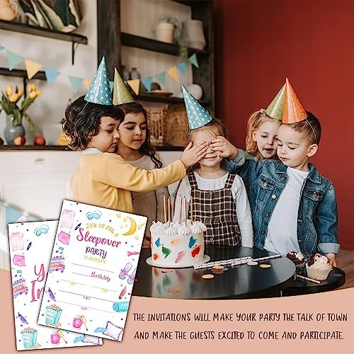 Sleepover Birthday Invitations 20 Sets with Envelopes