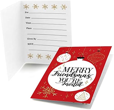 Big Dot of Happiness Red and Gold Friendsmas Invitations 8 Count