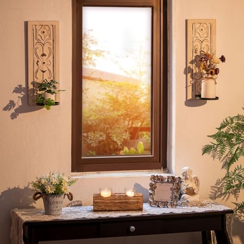 Walasis Rustic Candle Sconces Wall Decor Set of 2