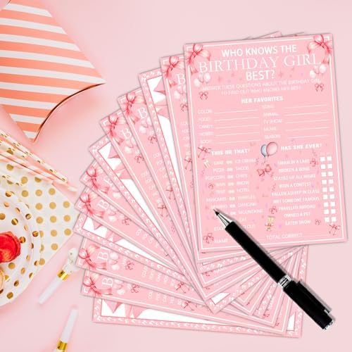 Who Knows The Birthday Girl Best Pink Party Game Cards 20 Questions