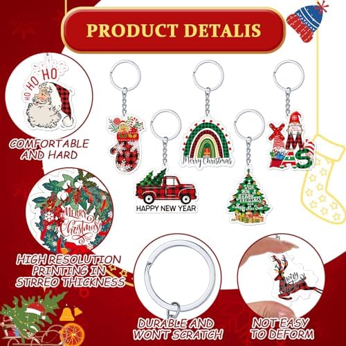 Kigeli 60 Pcs Christmas Keychains Bulk Set