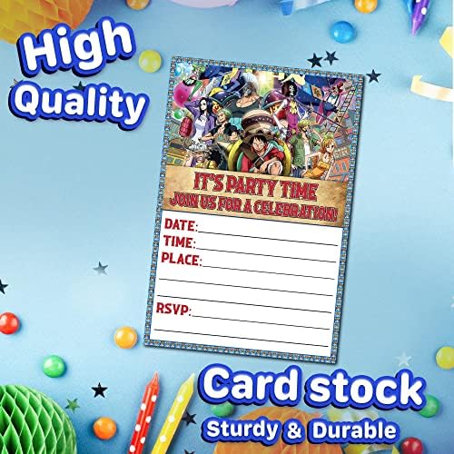 ENDLESS CHOICES 20 Piece Anime Birthday Invitations and Envelopes