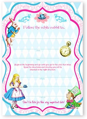 Alice In Wonderland Large Party Invitations 10 Set