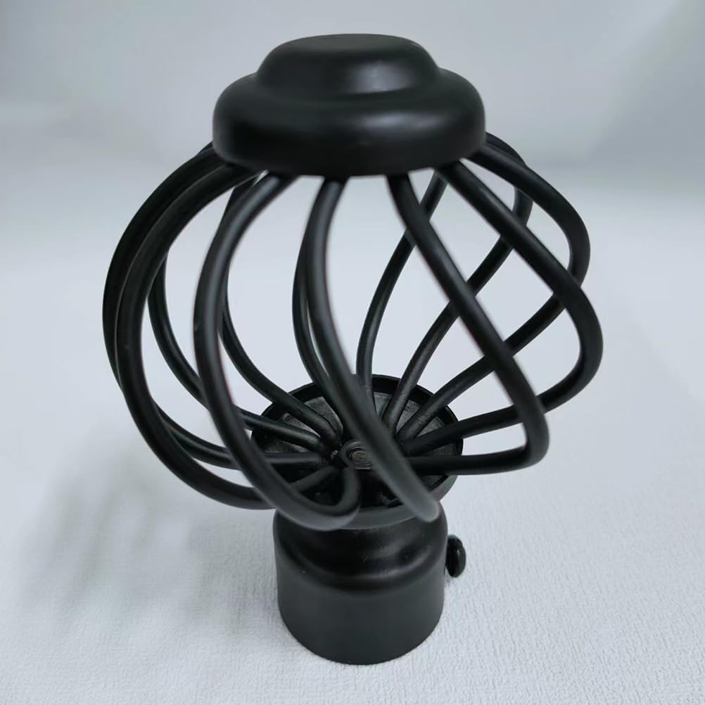 MAGICLULU 2pcs Round Curtain Rod Finials Black