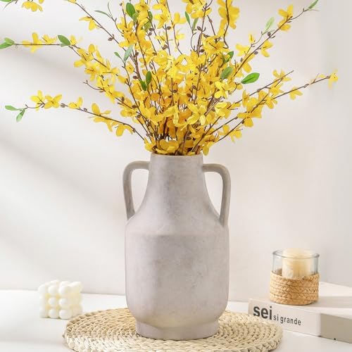 MittDitt Ceramic Flower Vase with Handles 11 Inch Tall