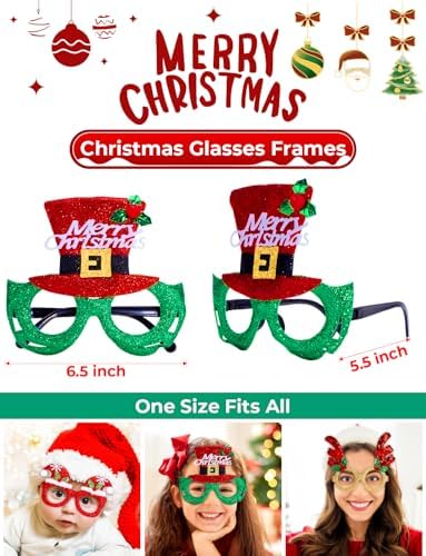 12Pcs Glitter Christmas Party Glasses Frames