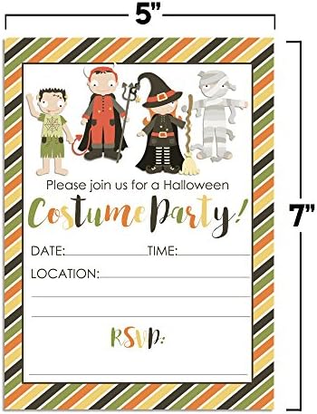 Halloween Costume Party Invitations 20pk 5x7 Fill-In Cards with Envelopes
