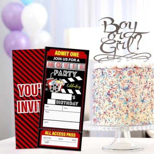 Movie Night Ticket Party Invitations Set of 20 with Envelopes