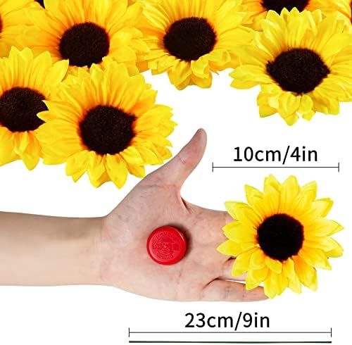 40pcs Fake Sunflower Heads with Stems for DIY Decor