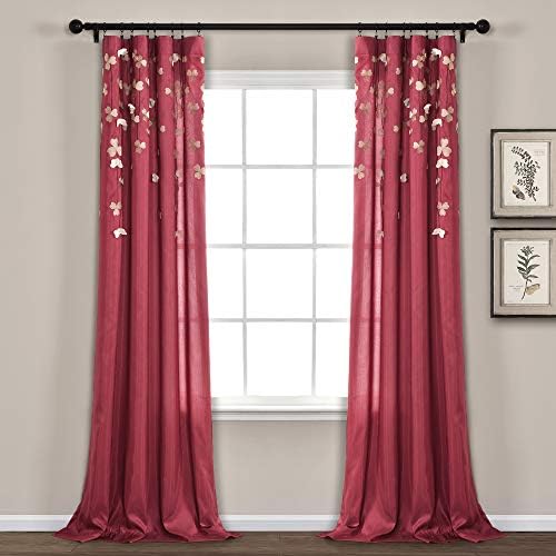 Lush Decor Flower Drops Curtain Panel Red 84x42
