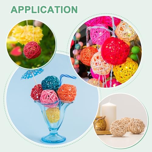 Wicker Rattan Balls 200mm Green Decorative Orbs