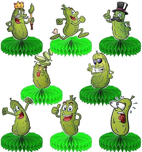 NOVIIML Cartoon Pickles Honeycomb Centerpieces 3D Double Sided Table Decorations