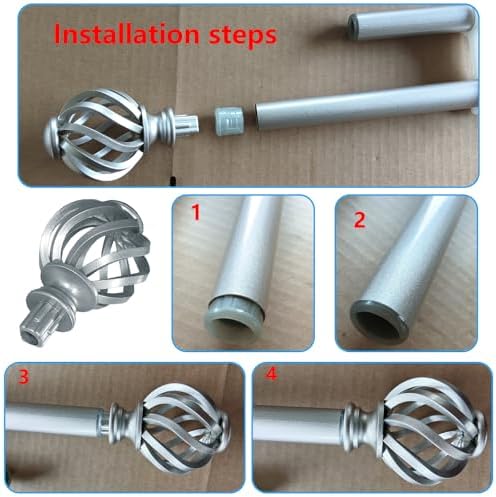 4 Pcs Spiral Cage Curtain Rod Finials for 58 Inch Rod