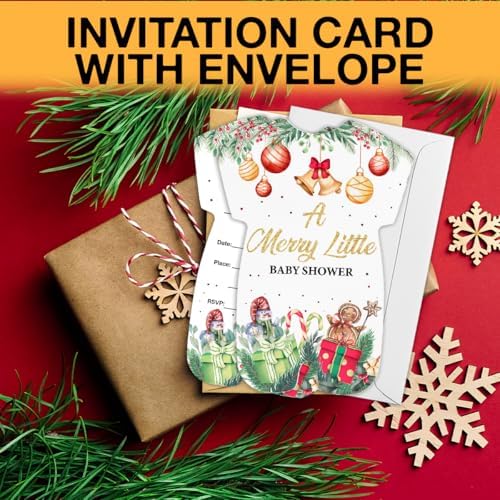 Christmas Baby Shower Invites with Envelopes 20 Pack