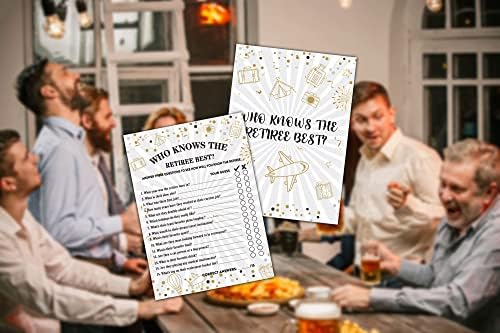 Retirement Party Game Cards with Gold Foil Design - 30 Cards