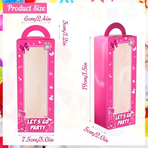 18 Pcs Hot Pink Girl Party Favor Boxes