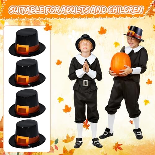 Liliful 4 Pcs Thanksgiving Pilgrim Hats Cosplay Costume Accessory for Adults
