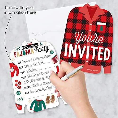 Big Dot of Happiness Christmas Pajamas Party Invitation Set of 12