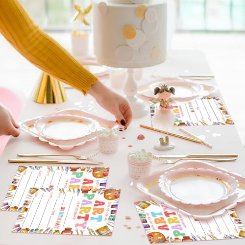 Art Party Invitations with Envelopes for 20 Guests
