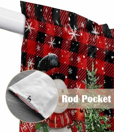 Christmas Swag Curtains Set 2 Panels 36x36 Red Black Buffalo Plaid Valance